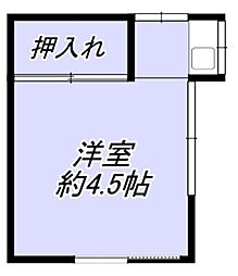 風間アパート 2階ワンルームの間取り
