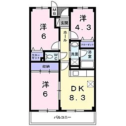 フォンターナ久米田 3DKの間取図画像