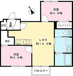 THE HALE 2階2LDKの間取り