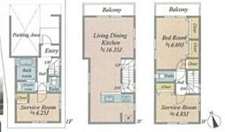 新宿戸山三丁目戸建 3LDKの間取り