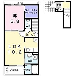 エミネンス川中島 2階1LDKの間取り
