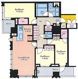 ブランズ千代田富士見 12階3LDKの間取り