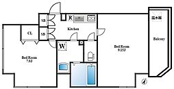 クレアール巣鴨 9階2Kの間取り