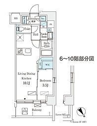 エル・セレーノ横浜 1LDKの間取図画像