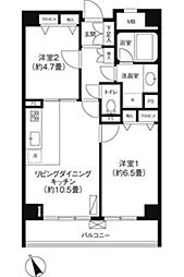 セゾン深川 5階2LDKの間取り