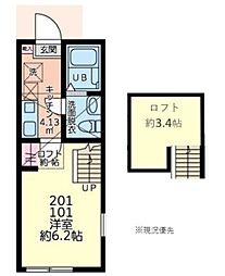 エバーグラス本厚木 1Kの間取図画像