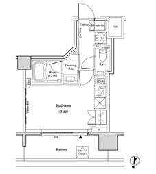 ザ・パークハビオ代々木 4階ワンルームの間取り