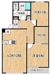 グロースボーネンA棟 2LDKの間取図画像