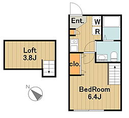 京王相模原線 京王堀之内駅 徒歩10分の賃貸アパート 1階1Kの間取り