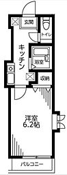 ベルポアン 2階1Kの間取り