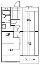 メゾンコムラ 3階2DKの間取り