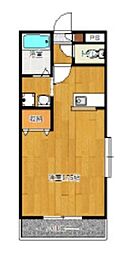 アミューズ渡田 1階ワンルームの間取り