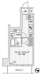 プライマル五反田 8階1Kの間取り
