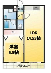 レルム城北 5階1LDKの間取り