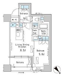 ParkAxis茅場町 1LDKの間取図画像