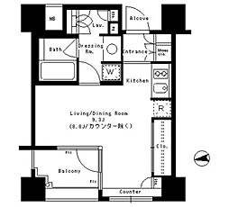 パークアクシス神楽坂ステージ ワンルームの間取図画像
