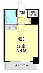 中銀第2新橋マンシオン ワンルームの間取図画像