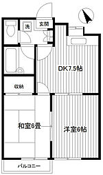 コンフォート23 2DKの間取図画像
