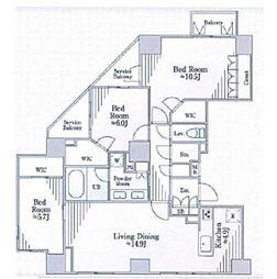 CAVANA南青山 9階3LDKの間取り