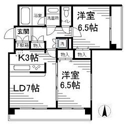 ヴィルラフィーネ東新宿 4階2LDKの間取り