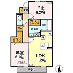 山王NTステージ A 1階2LDKの間取り