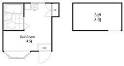 ＶＩＰ調布ヶ丘 1階ワンルームの間取り