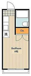 鈴蘭荘 ワンルームの間取図画像