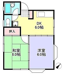 コーポ加藤 1階2DKの間取り