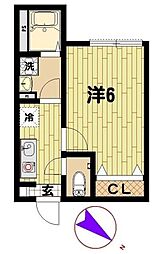 オーガスタコート川崎 1Kの間取図画像