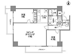 綾瀬プルミエ 10階2LDKの間取り