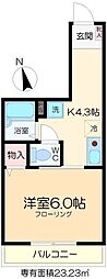 エスポワール 1Kの間取図画像