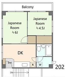 エージーコーポ東高円寺 2階2DKの間取り