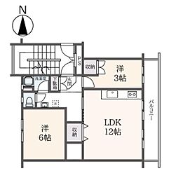 港南台めじろ団地30号棟 3階2LDKの間取り