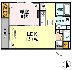 アムール 1LDKの間取図画像