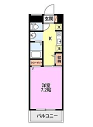パンシオン空港西 1Kの間取図画像