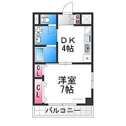 クリエイト彩 8階1DKの間取り