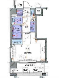 JR山手線 田町駅 徒歩7分の賃貸マンション 5階1Kの間取り