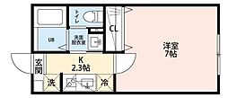 Villa黒砂 1Kの間取図画像