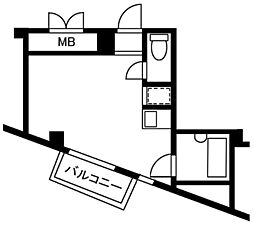 京成押上線 京成曳舟駅 徒歩4分の賃貸マンション 2階ワンルームの間取り