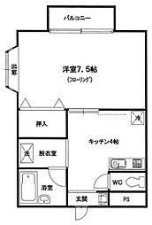 ハイム・アルテナ 3階1Kの間取り
