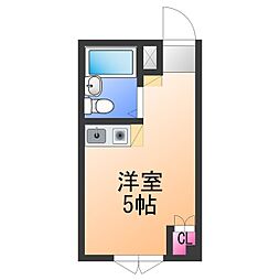 サウスウインド 1階ワンルームの間取り