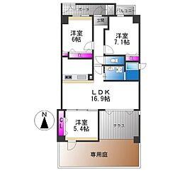 ラ・ヴィーダ 3LDKの間取図画像