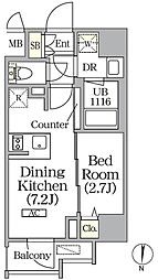 ボアビスタ上野御徒町 4階1DKの間取り