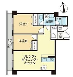 ライオンズマンション江田第3 2LDKの間取図画像