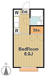 多摩都市モノレール 大塚・帝京大学駅 徒歩10分の賃貸マンション 2階1Kの間取り