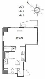 エヌステージ西船橋市川 2階1Kの間取り