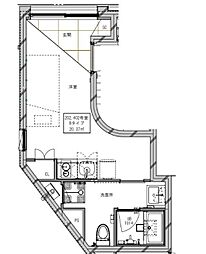 ミライズ中野江原町 2階ワンルームの間取り