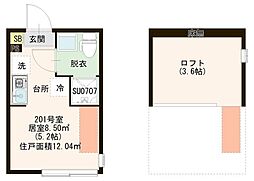 グレイス前野町 2階ワンルームの間取り
