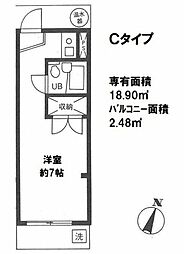 ブランノーヴァ西日暮里 2階ワンルームの間取り