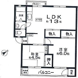 若木住宅 3号棟 1階2LDKの間取り